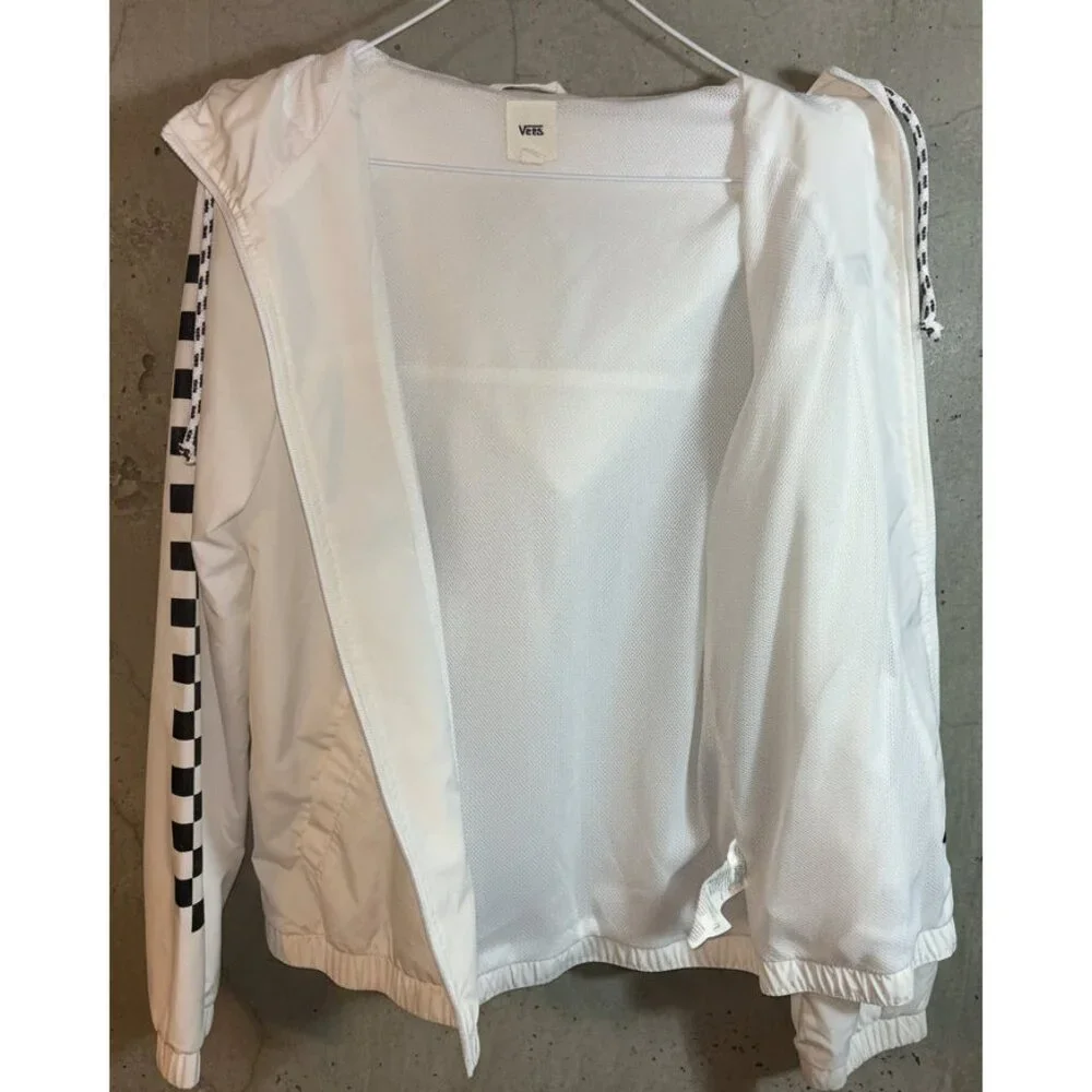 Vans White Checkerboard Sleeve Windbreaker Jacket - Picture 4 of 4
